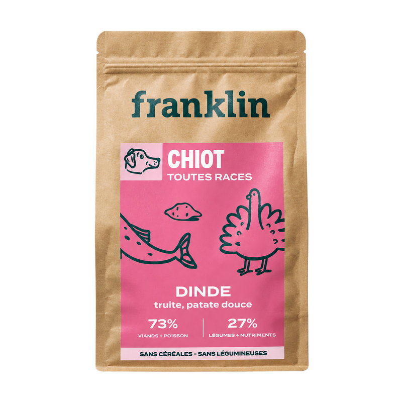 Franklin Croquettes chiot Dinde, truite, patate douce