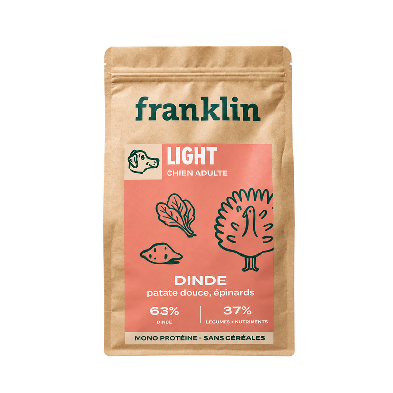 Franklin Croquettes chien light Dinde, patate douce, épinards