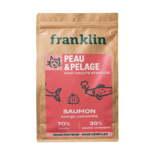 Franklin Chat Stérilisé Peau et Pelage Saumon, Courge, Camomille