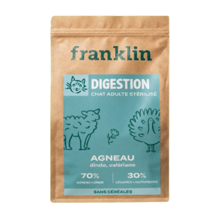 Franklin Chat Stérilisé Digestion Agneau, Dinde, Valériane