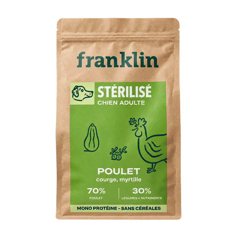 Franklin Croquettes chien stérilisé Poulet, courge, myrtille