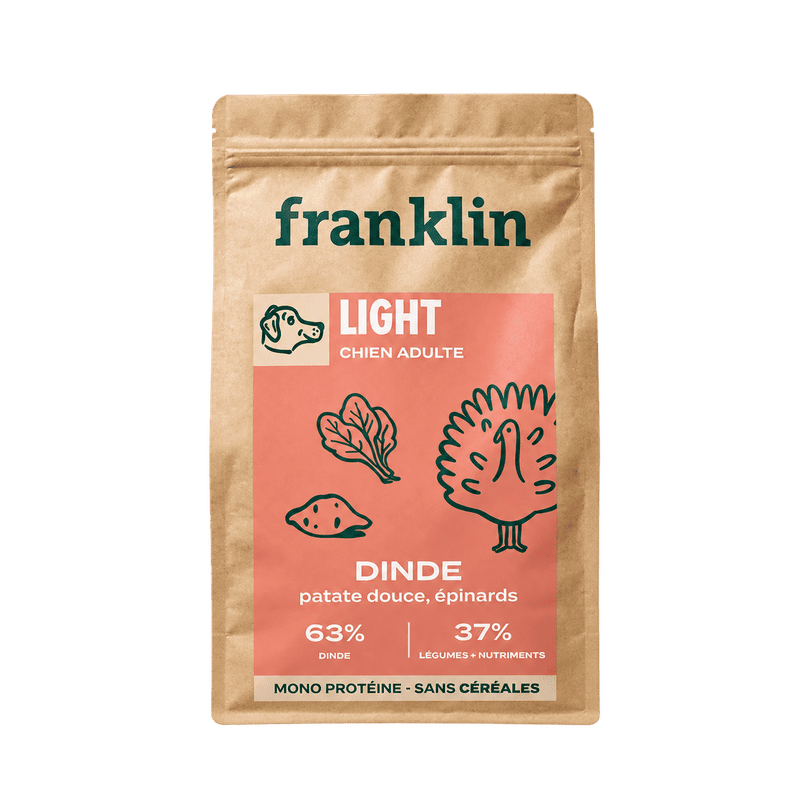 Franklin Croquettes chien light Dinde, patate douce, épinards