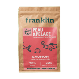 Franklin Chat Stérilisé Peau et Pelage Saumon, Courge, Camomille