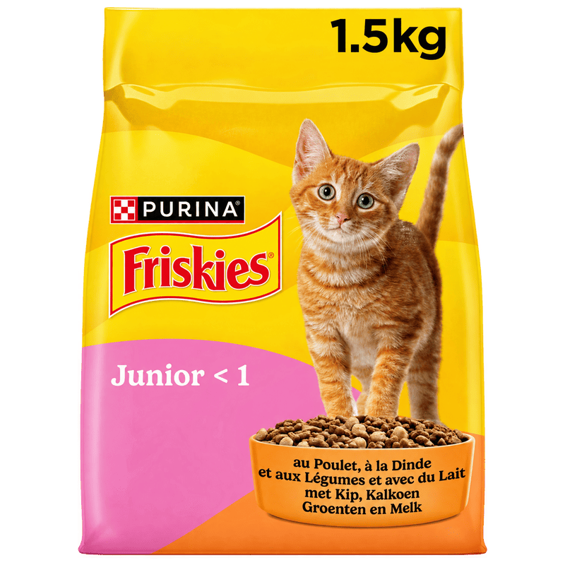 Friskies JUNIOR pour chat avec du poulet, de la dinde et des légumes