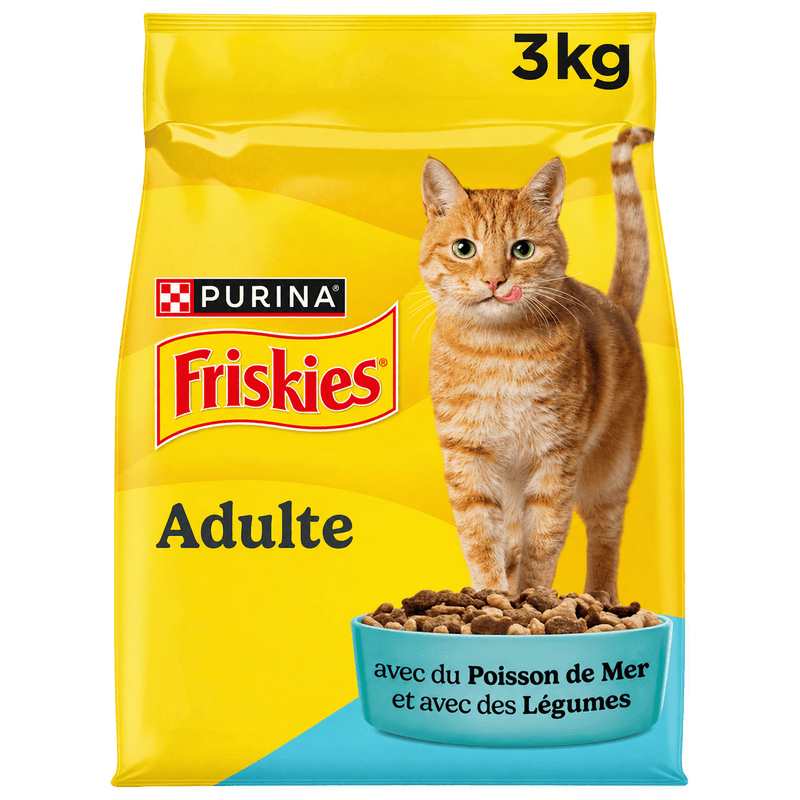 Friskies Croquettes pour chats adultes au poissons de la mer et aux Légumes